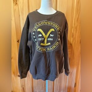 Yellowstone Dutton Ranch Brown Crewneck Sweatshirt Western Boho Style XL
